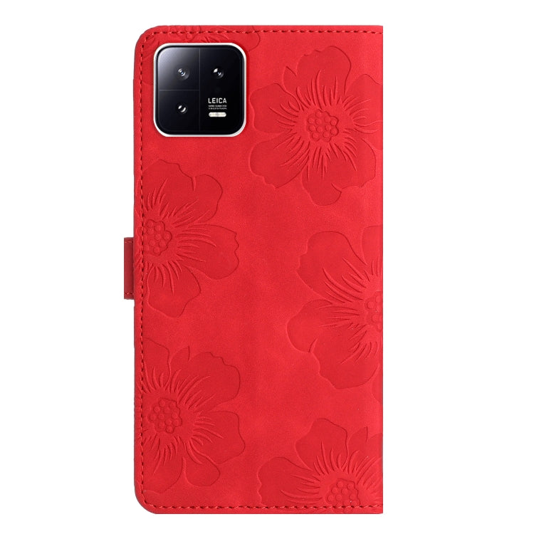 For Xiaomi 13 Pro Flower Embossing Pattern Leather Phone Case(Red) - 13 Pro Cases by buy2fix | Online Shopping UK | buy2fix