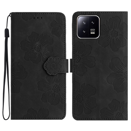 For Xiaomi 13 Pro Flower Embossing Pattern Leather Phone Case(Black) - 13 Pro Cases by buy2fix | Online Shopping UK | buy2fix
