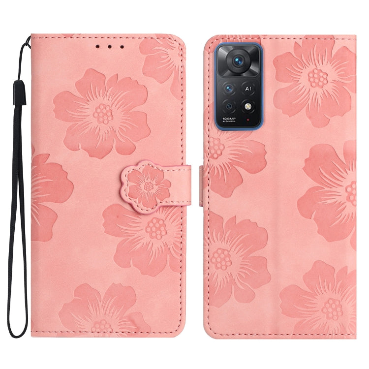 For Xiaomi Redmi Note 11 Pro 5G Global Flower Embossing Pattern Leather Phone Case(Pink) - Redmi Note 11 Pro Case by buy2fix | Online Shopping UK | buy2fix