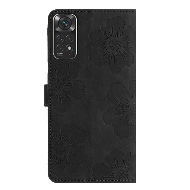 For Xiaomi Redmi Note 11 4G Global / Note 11S Flower Embossing Pattern Leather Phone Case(Black) - Xiaomi Cases by buy2fix | Online Shopping UK | buy2fix