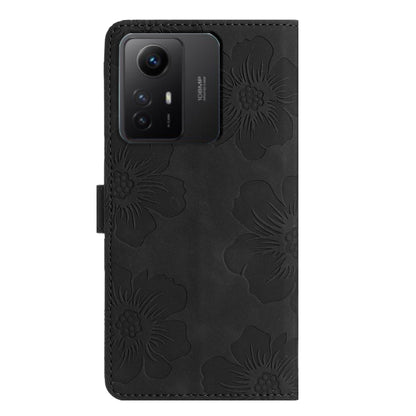 For Xiaomi Redmi Note 12S Flower Embossing Pattern Leather Phone Case(Black) - Xiaomi Cases by buy2fix | Online Shopping UK | buy2fix