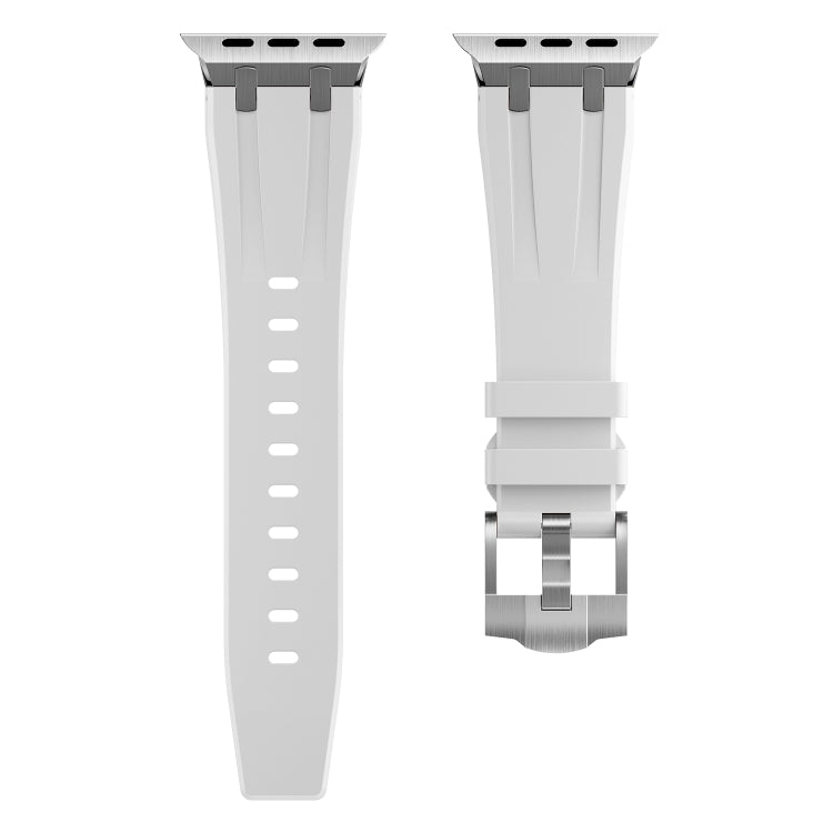 AP Silicone Watch Band For Apple Watch 3 38mm(Silver White) - Watch Bands by buy2fix | Online Shopping UK | buy2fix