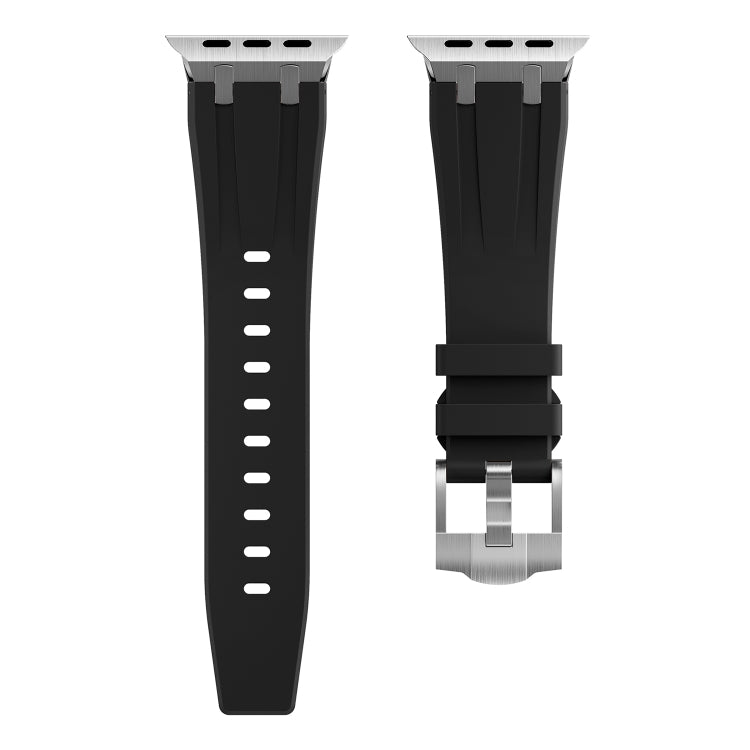 AP Silicone Watch Band For Apple Watch SE 2023 44mm(Silver Black) - Watch Bands by buy2fix | Online Shopping UK | buy2fix