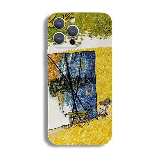 For iPhone 12 mini Precise Hole Oil Painting Pattern PC Phone Case(Handcart) - iPhone 12 mini Cases by buy2fix | Online Shopping UK | buy2fix