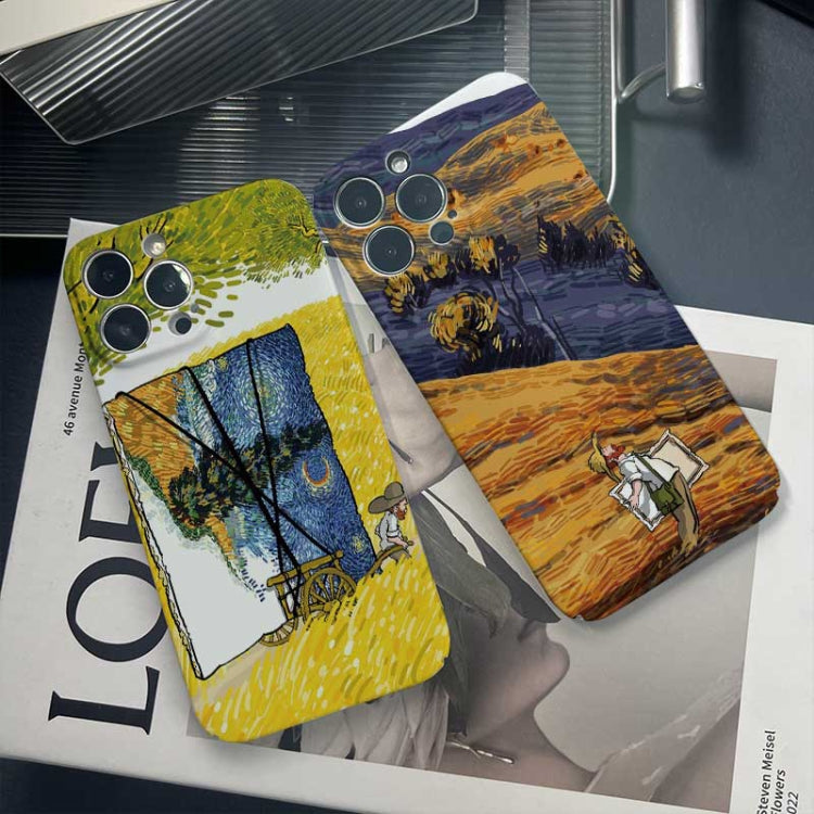 For iPhone 12 Precise Hole Oil Painting Pattern PC Phone Case(Train) - iPhone 12 / 12 Pro Cases by buy2fix | Online Shopping UK | buy2fix