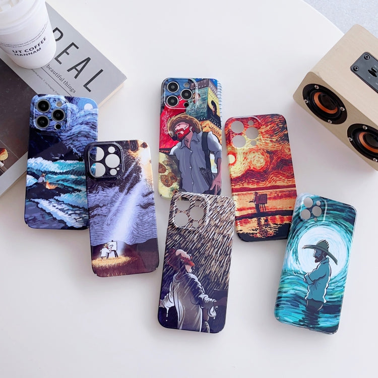 For iPhone 8 Plus / 7 Plus Precise Hole Oil Painting Pattern PC Phone Case(Sea Wave) - More iPhone Cases by buy2fix | Online Shopping UK | buy2fix