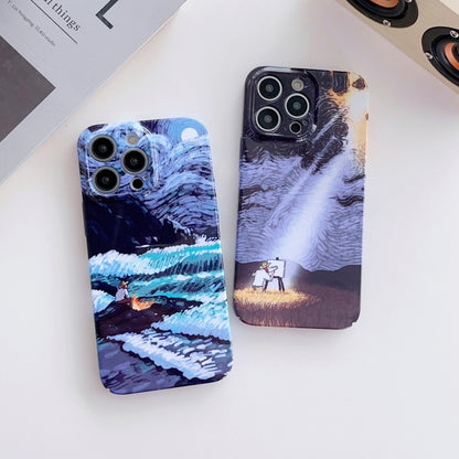 For iPhone SE 2022 / 2020 / 8 / 7 Precise Hole Oil Painting Pattern PC Phone Case(Sunset) - iPhone SE 2022 / 2020 / 8 / 7 Cases by buy2fix | Online Shopping UK | buy2fix