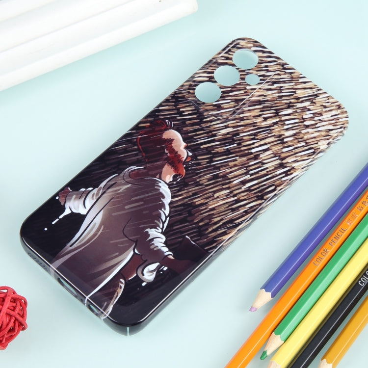 For Samsung Galaxy S22 Ultra 5G Precise Hole Oil Painting Pattern PC Phone Case(Rain) - Galaxy S22 Ultra 5G Cases by buy2fix | Online Shopping UK | buy2fix