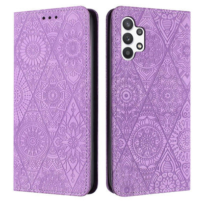 For Samsung Galaxy A32 5G Ethnic Embossed Adsorption Leather Phone Case(Purple) - Galaxy A32 5G Cases by buy2fix | Online Shopping UK | buy2fix