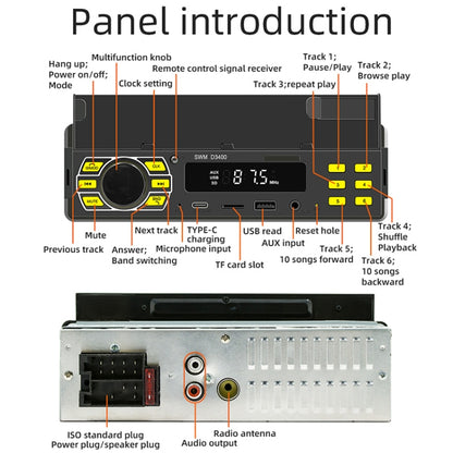 SWM D3400 Car Bluetooth MP3 Player Support Smart Voice Assistant / FM(Black) - Car MP3 & MP4 & MP5 by buy2fix | Online Shopping UK | buy2fix