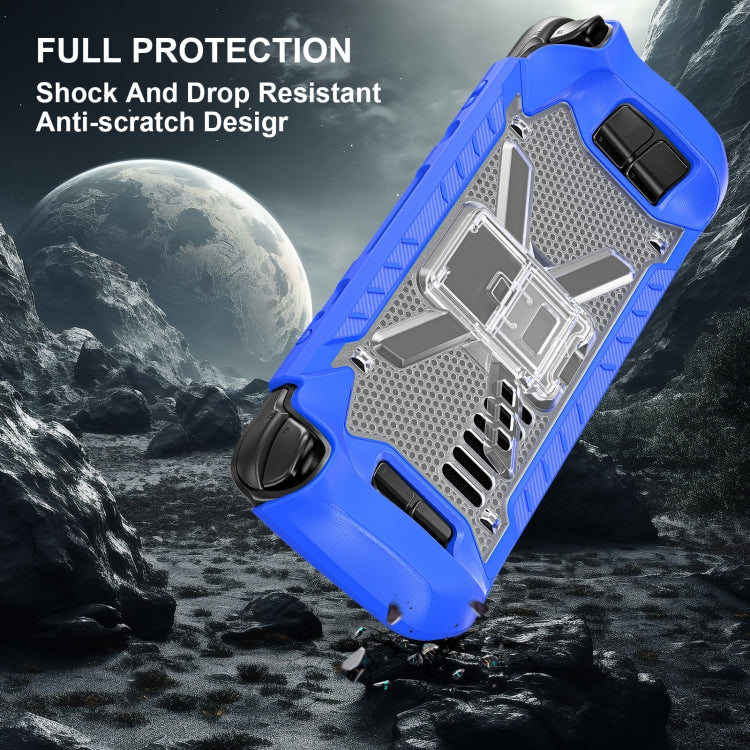 For Steam Deck Shockproof Game Console Case with Holder & Shoulder Strap(Blue+Transparent) - Accessories by buy2fix | Online Shopping UK | buy2fix