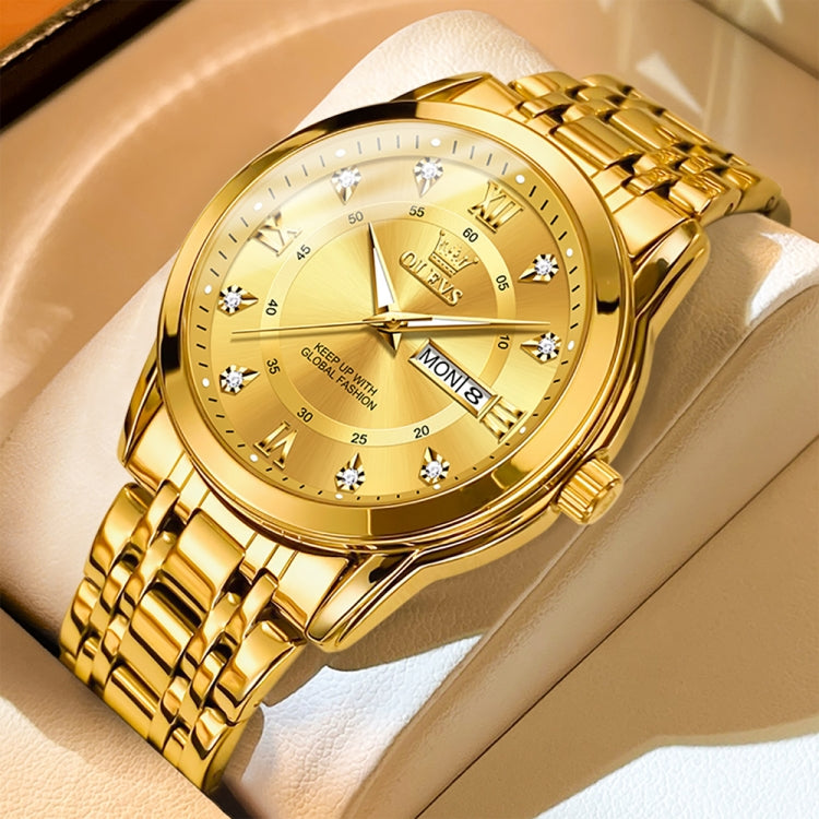 OLEVS 5513 Men Business Luminous Waterproof Quartz Watch(Gold) - Metal Strap Watches by OLEVS | Online Shopping UK | buy2fix