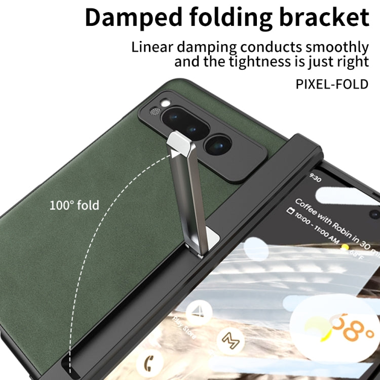 For Google Pixel Fold GKK Integrated Frosted Fold Hinge Leather Phone Case with Holder(Green) - Google Cases by GKK | Online Shopping UK | buy2fix