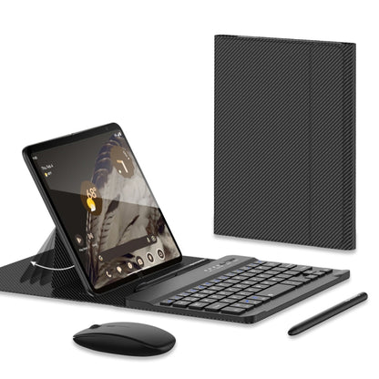 For Google Pixel Fold GKK Gear Adjustment Bluetooth Keyboard with Pen + Mouse + Leather Case(Carbon Fibre) - Google Cases by GKK | Online Shopping UK | buy2fix