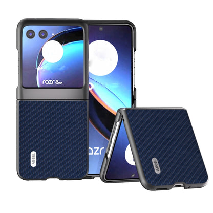 For Motorola Razr 40 Ultra ABEEL Carbon Fiber Texture Protective Phone Case(Dark Blue) - Motorola Cases by buy2fix | Online Shopping UK | buy2fix
