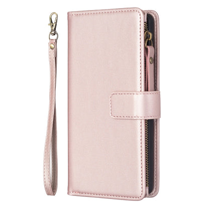For Xiaomi Redmi Note 11 Pro 9 Card Slots Zipper Wallet Leather Flip Phone Case(Rose Gold) - Redmi Note 11 Pro Case by buy2fix | Online Shopping UK | buy2fix