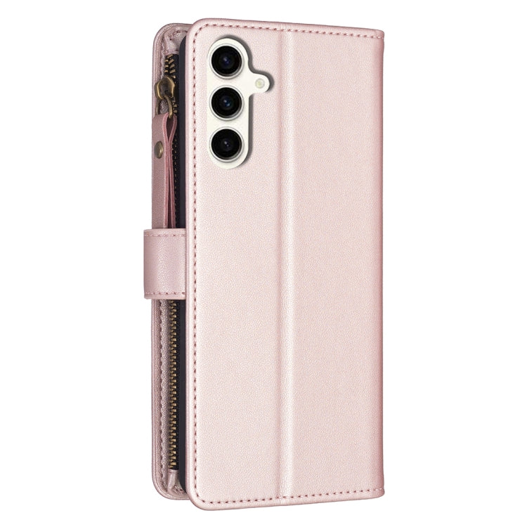 For Samsung Galaxy S23 FE 5G 9 Card Slots Zipper Wallet Leather Flip Phone Case(Rose Gold) - Galaxy S23 FE 5G Cases by buy2fix | Online Shopping UK | buy2fix