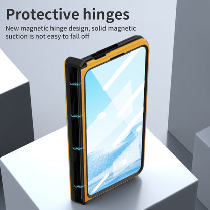 For Google Pixel Fold Integrated Napa Texture All-inclusive Phone Case with Hinge(Yellow) - Google Cases by buy2fix | Online Shopping UK | buy2fix