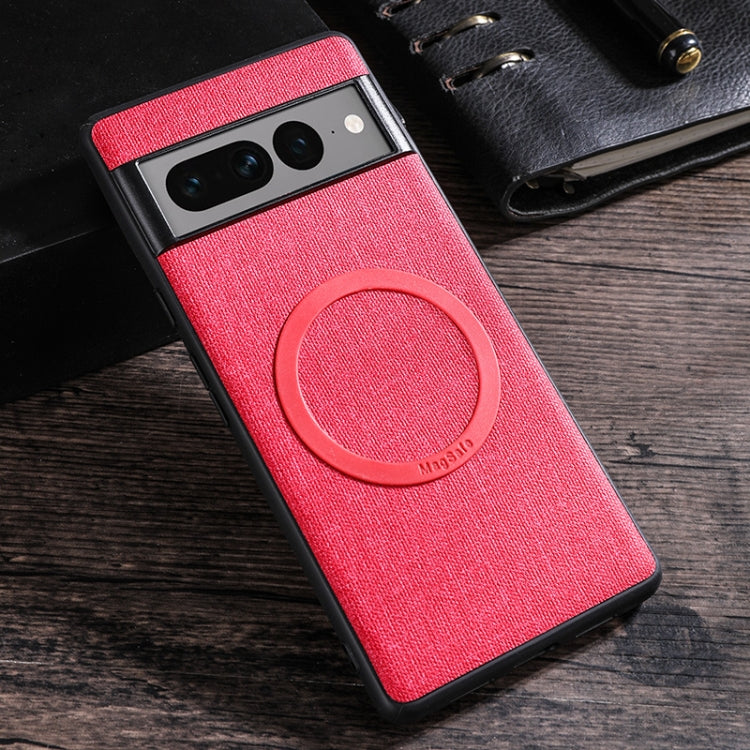 For Google Pixel 8 Pro Magsafe Magnetic Ring Cloth Texture Phone Case(Red) - Google Cases by buy2fix | Online Shopping UK | buy2fix