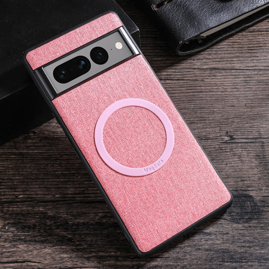 For Google Pixel 8 Pro Magsafe Magnetic Ring Cloth Texture Phone Case(Pink) - Google Cases by buy2fix | Online Shopping UK | buy2fix