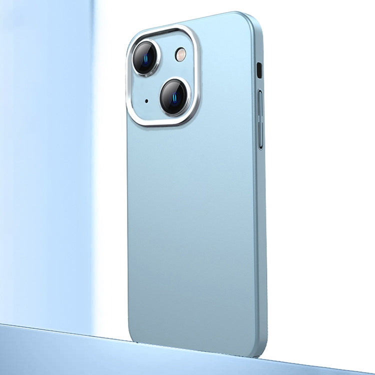 For iPhone 14 Frosted Metal Material Phone Case with Lens Protection(Light Blue) - iPhone 14 Cases by buy2fix | Online Shopping UK | buy2fix