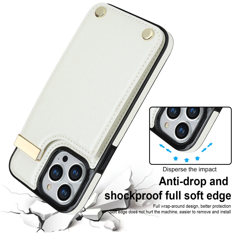For iPhone 13 Pro Metal Buckle Card Slots Phone Case(White) - iPhone 13 Pro Cases by buy2fix | Online Shopping UK | buy2fix
