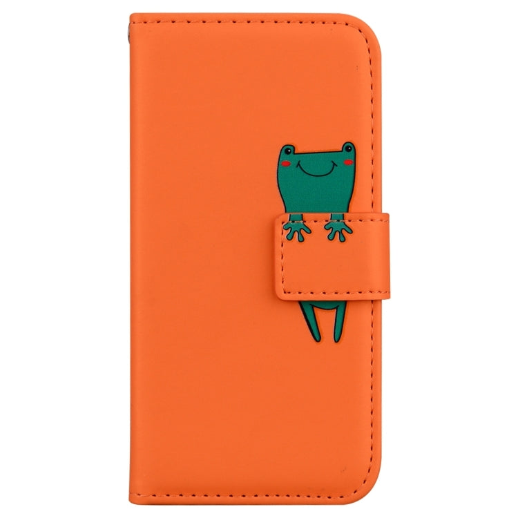 For iPhone 15 Pro Max Cartoon Buckle Horizontal Flip Leather Phone Case(Orange) - iPhone 15 Pro Max Cases by buy2fix | Online Shopping UK | buy2fix