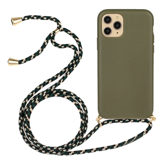 For iPhone 15 Pro Max Wheat Straw Material + TPU Phone Case with Lanyard(Army Green) - iPhone 15 Pro Max Cases by buy2fix | Online Shopping UK | buy2fix