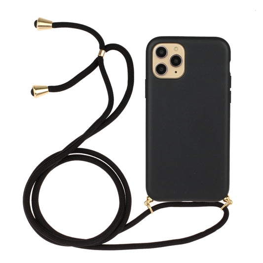 For iPhone 15 Pro Wheat Straw Material + TPU Phone Case with Lanyard(Black) - iPhone 15 Pro Cases by buy2fix | Online Shopping UK | buy2fix