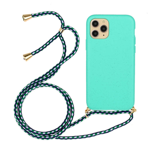 For iPhone 15 Pro Wheat Straw Material + TPU Phone Case with Lanyard(Green) - iPhone 15 Pro Cases by buy2fix | Online Shopping UK | buy2fix