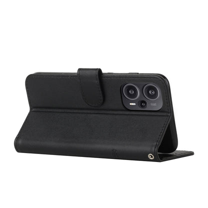 For Xiaomi Redmi Note 12 Turbo/Poco F5 Stitching Calf Texture Buckle Leather Phone Case(Black) - Xiaomi Cases by buy2fix | Online Shopping UK | buy2fix