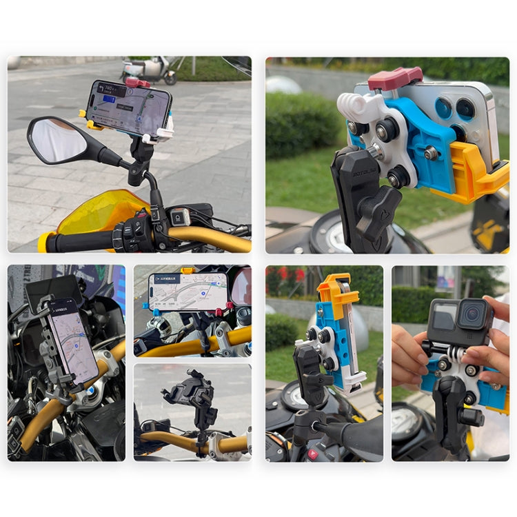 MOTOSLG Crab Motorcycle Phone Clamp Bracket M10 Ballhead Mount(Yellow Blue White) - Holder by MOTOLSG | Online Shopping UK | buy2fix