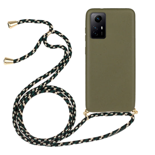 For Xiaomi Redmi Note 12S Wheat Straw Material + TPU Phone Case with Lanyard(Army Green) - Xiaomi Cases by buy2fix | Online Shopping UK | buy2fix