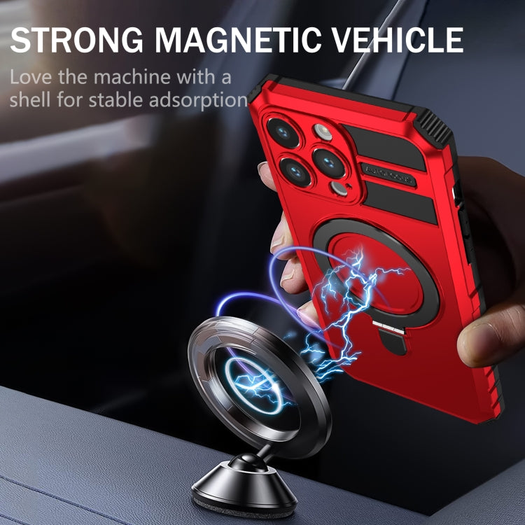 For iPhone 15 Pro Max MagSafe Magnetic Holder Phone Case(Red) - iPhone 15 Pro Max Cases by buy2fix | Online Shopping UK | buy2fix