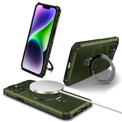 For iPhone 14 Plus MagSafe Magnetic Holder Phone Case(Green) - iPhone 14 Plus Cases by buy2fix | Online Shopping UK | buy2fix