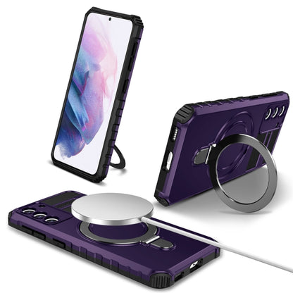 For Samsung Galaxy S21+ 5G MagSafe Magnetic Holder Phone Case(Purple) - Galaxy S21+ 5G Cases by buy2fix | Online Shopping UK | buy2fix