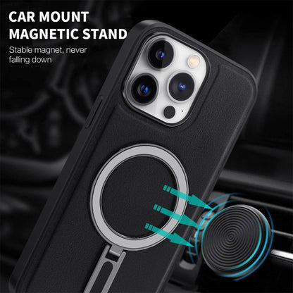 For iPhone 11 Pro Max MagSafe Magnetic Holder Phone Case(Black) - iPhone 11 Pro Max Cases by buy2fix | Online Shopping UK | buy2fix