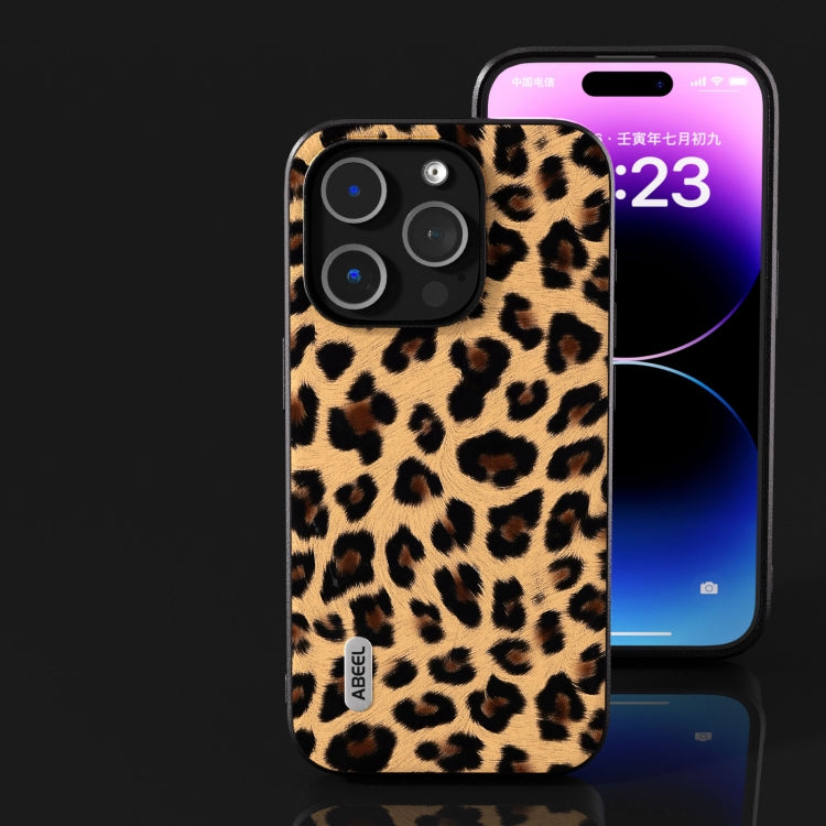 For iPhone 15 Pro ABEEL Black Edge Leopard Phone Case(Leopard Print) - iPhone 15 Pro Cases by buy2fix | Online Shopping UK | buy2fix