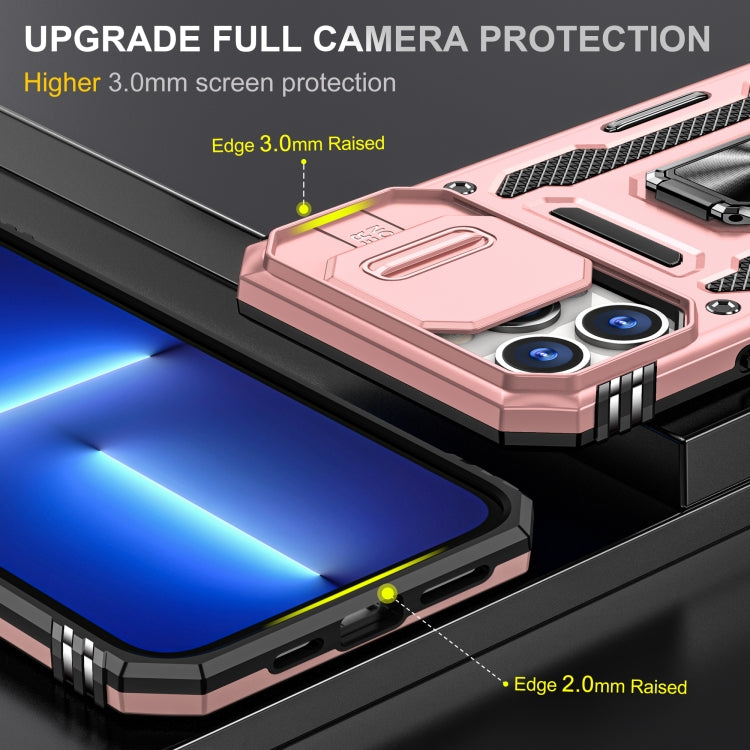 For iPhone 15 Pro Max Armor PC + TPU Camera Shield Phone Case(Rose Gold) - iPhone 15 Pro Max Cases by buy2fix | Online Shopping UK | buy2fix