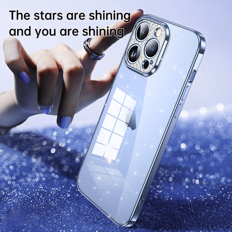 For iPhone 11 SULADA Electroplated Transparent Glittery TPU Phone Case(Blue) - iPhone 11 Cases by SULADA | Online Shopping UK | buy2fix