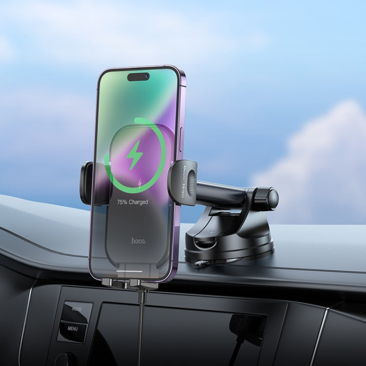 hoco HW5 Journey Wireless Fast Charging Center Console Car Holder(Black) - Wireless Charger Holders by hoco | Online Shopping UK | buy2fix