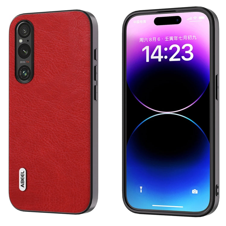 For Sony Xperia 1 V ABEEL Retro Litchi Texture PU Phone Case(Red) - Sony Cases by buy2fix | Online Shopping UK | buy2fix