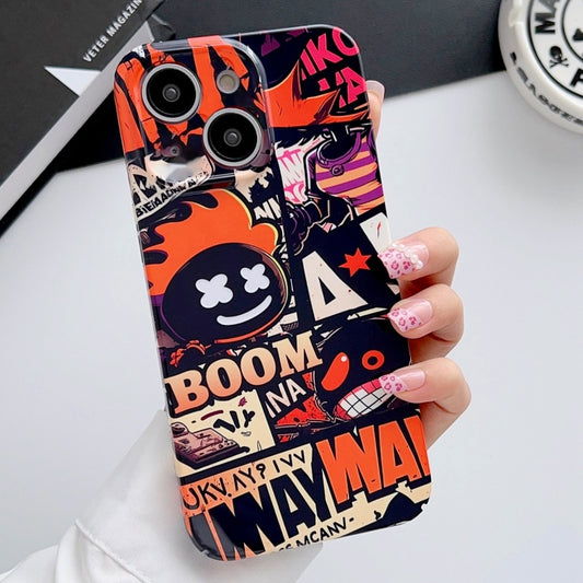 For iPhone 13 Painted Pattern Precise Hole PC Phone Case(Orange Comics) - iPhone 13 Cases by buy2fix | Online Shopping UK | buy2fix