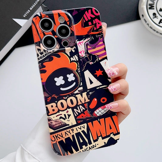 For iPhone 15 Pro Painted Pattern Precise Hole PC Phone Case(Orange Comics) - iPhone 15 Pro Cases by buy2fix | Online Shopping UK | buy2fix