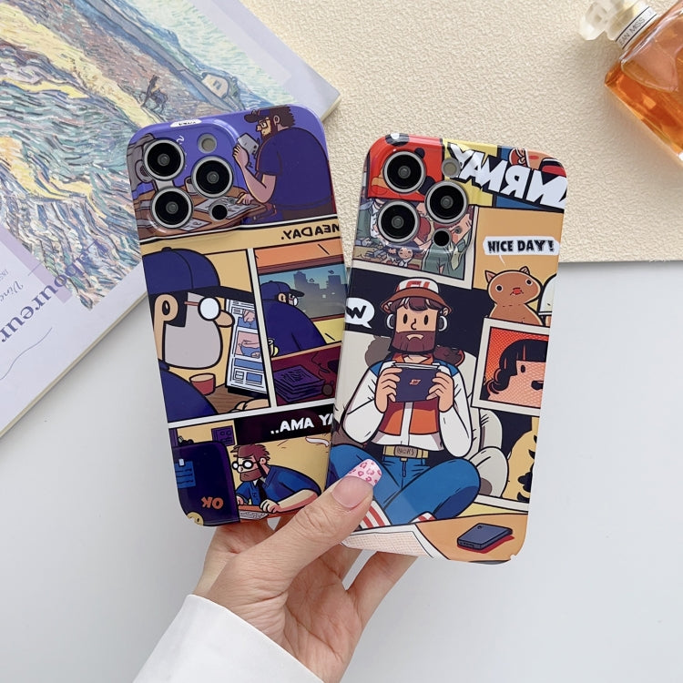 For iPhone 14 Painted Pattern Precise Hole PC Phone Case(Orange Robot) - iPhone 14 Cases by buy2fix | Online Shopping UK | buy2fix