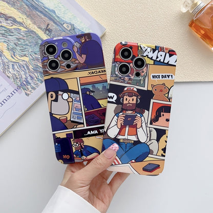 For iPhone 15 Pro Painted Pattern Precise Hole PC Phone Case(Orange Robot) - iPhone 15 Pro Cases by buy2fix | Online Shopping UK | buy2fix