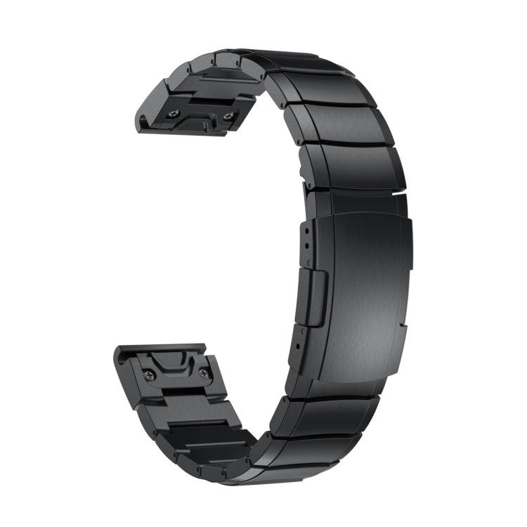 For Garmin Fenix 7 Pro 47mm Tortoise Shell Stainless Steel Watch Band(Black) - Watch Bands by buy2fix | Online Shopping UK | buy2fix