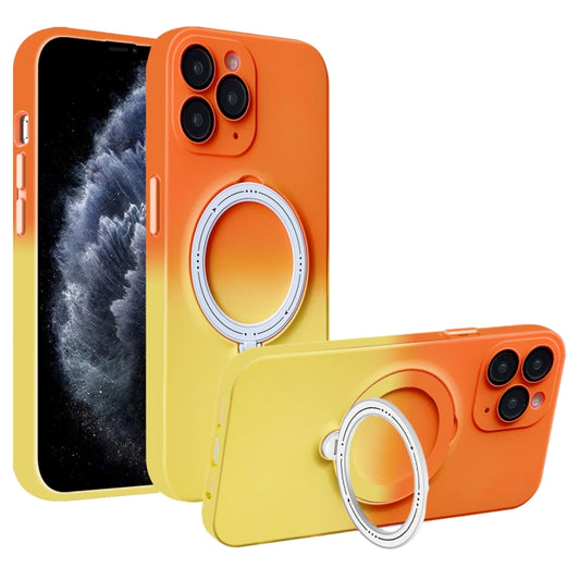 For iPhone 11 Pro MagSafe Holder Gradient TPU Phone Case(Orange Yellow) - iPhone 11 Pro Cases by buy2fix | Online Shopping UK | buy2fix