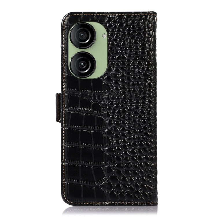 For Asus ZenFone 10 / ZenFone 9  Crocodile Top Layer Cowhide Leather Phone Case(Black) - ASUS Cases by buy2fix | Online Shopping UK | buy2fix