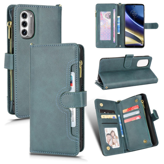 For Motorola Moto G52J 5G Litchi Texture Zipper Leather Phone Case(Green) - Motorola Cases by buy2fix | Online Shopping UK | buy2fix